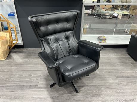 1960’s MCM LEATHER WING BACK CHAIR