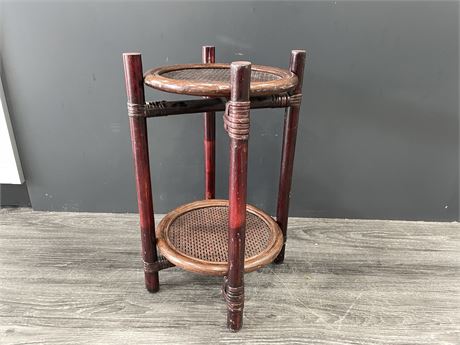 BAMBOO RATTAN PLANT STAND 19” TALL