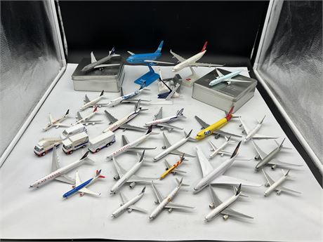 LOT OF COLLECTABLE PLANES - MOSTLY DIECAST W/SOME STANDS