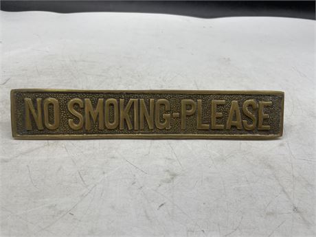 BRASS NO SMOKING DESK SIGN