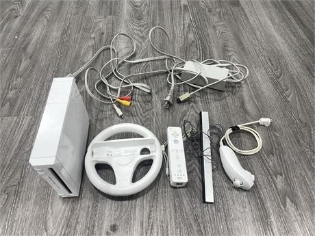 WII SYSTEM W/ CORDS AND CONTROLLERS