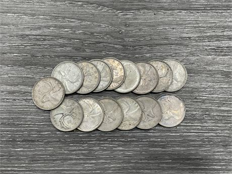 (15) CANADIAN SILVER QUARTERS