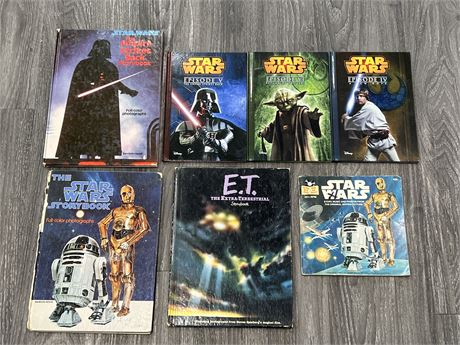 LOT OF STAR WARS / ET BOOKS & 45RMP RECORD - SOME VINTAGE
