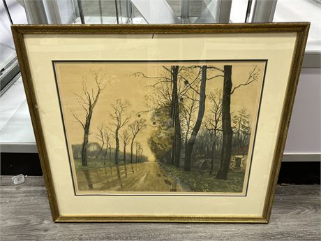 VINTAGE SIGNED ETCHING (32”x28”)