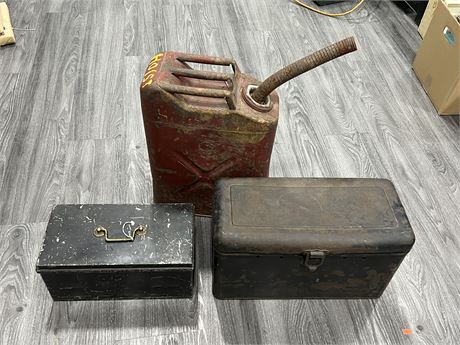 VINTAGE TOOL BOXES & JERRY CAN