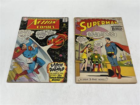 ACTION COMICS #342 & SUPERMAN #141 (SUPERMAN 141 HAS DETACHED COVER)