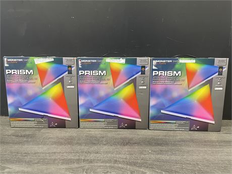 3 OPEN BOX MONSTER SMART ILLUMIN ESSENCE 3D LED PRISM ART PANELS