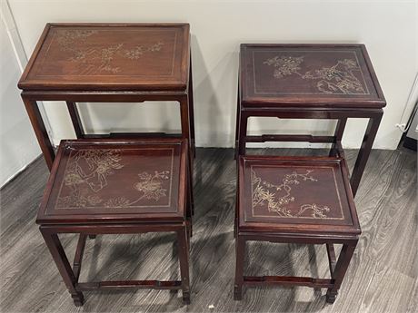 4 ROSE WOOD NESTING TABLES