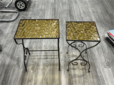 STAINED GLASS / IRON SIDE TABLES (Tallest is 21”)