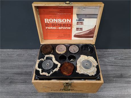 VINTAGE RONSON ROTO-SHINE WITH MAGNETIC ATTACHMENTS - SHOE SHINE
