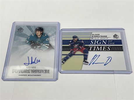 2 AUTOS BJORKSTRAND & WEATHER BY RC NHL CARDS