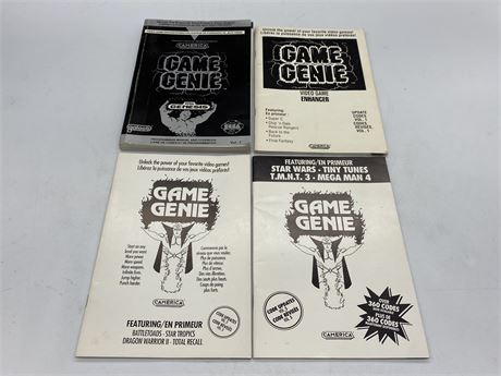 4 GAME GENIE GUIDE/CODE BOOKS