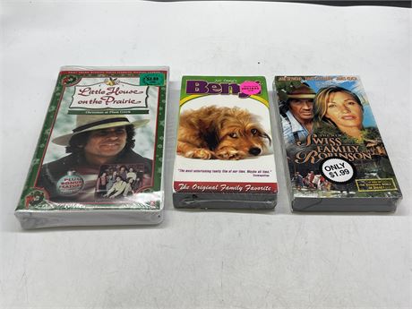 3 SEALED FAMILY VHS TAPES