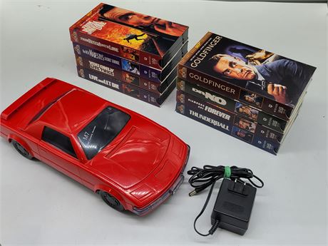 VHS RED CAR REWINDER (Works) + JAMES BOND BOX SET