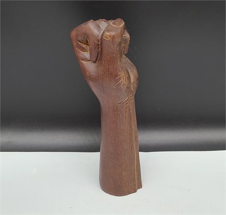 HAND CARVED FIST SOLID PIECE OF WOOD (11.5"Tall)