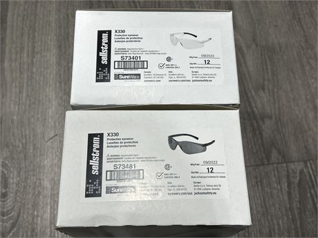 2 BOXES OF NEW SAFETY GLASSES - 12 PER BOX