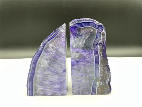 PAIR OF AGATE BOOKENDS - 6”