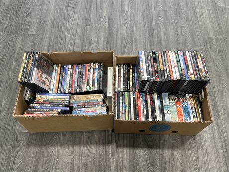 2 BOXES OF MISC DVDS