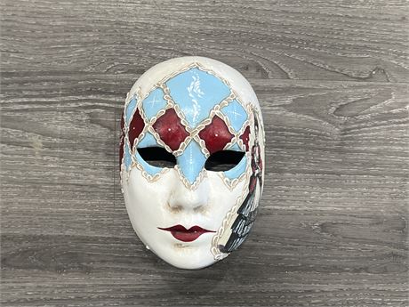 SIGNED / STAMPED VENETIAN MASK - HAND CRAFTED IN ITALY - 9” LONG