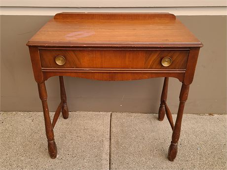 ANTIQUE DRAWER HALL TABLE (30"h- 32"x18"dm)