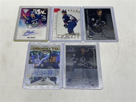 5 VANCOUVER CANUCKS AUTO CARDS