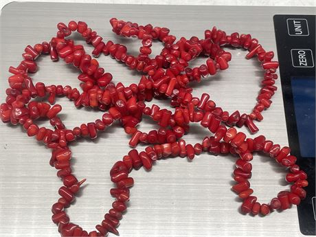 NEW 52” RED CORAL NECKLACE