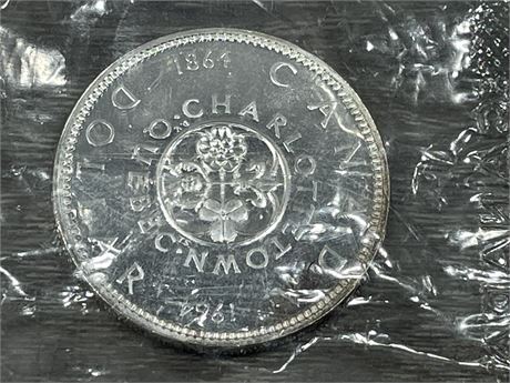 1964 UNCIRCULATED SILVER DOLLAR CHARLOTTETOWN QUEBEC