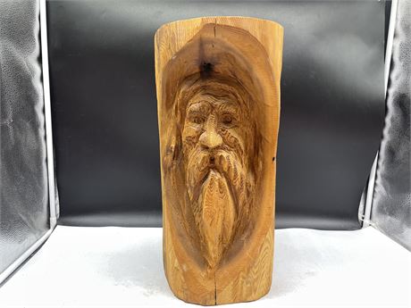 LARGE WOOD CARVED OLD MAN FACE 8”x18”