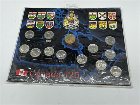 CANADA 125 COLLECTOR COIN SET ON MAP