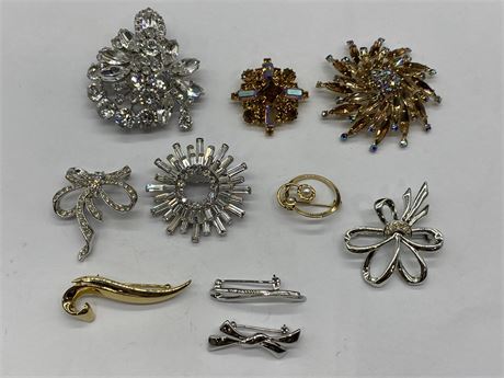 10 QUALITY VINTAGE BROOCHES