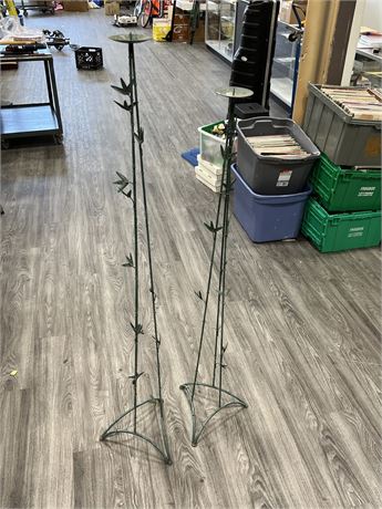 2 METAL CANDLE FLOOR STANDS (Tallest is 5ft)