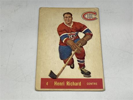 1957 PARKHURST HENRI RICHARD ROOKIE CARD