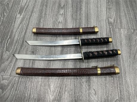 2 SMALL SWORDS W/ SHEATHS - LARGEST IS 18” LONG