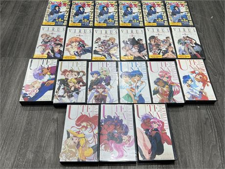 21 JAPANESE ANIME VHS TAPES - VIRUS, UTENA, ETC