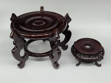 2 WOODEN CHINESE VASE STANDS