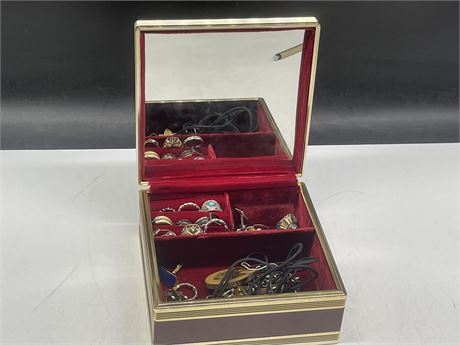 JEWELRY BOX WITH RINGS, CUFFLINKS, NECKLACES + MORE