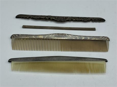 2 STERLING COMBS + 2 STERLING COMB HANDLES (8”)