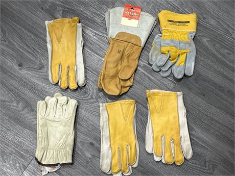 6 PAIRS OF LEATHER GLOVES