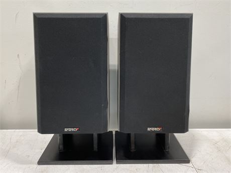 ENERGY 21.E SPEAKERS & STANDS - WORKING (ON STAND - 10”X10”X21”)