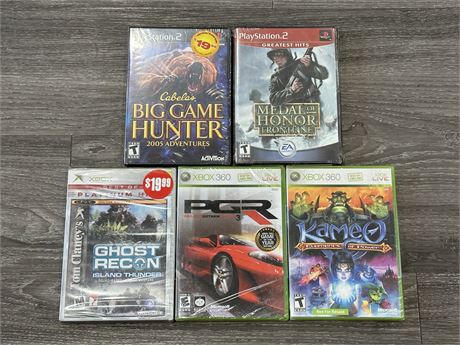 5 SEALED XBOX & PS2 GAMES