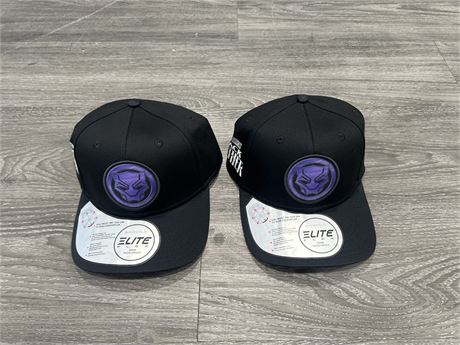 2 NEW W/ TAGS BLACK PANTHER SNAPBACK HATS