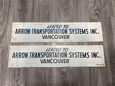2 VINTAGE ARROW TRANSPORTATION SYSTEMS INC SIGNS (22”x5”)