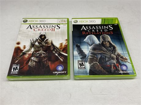 2 SEALED ASSASSINS CREED GAMES - XBOX 360
