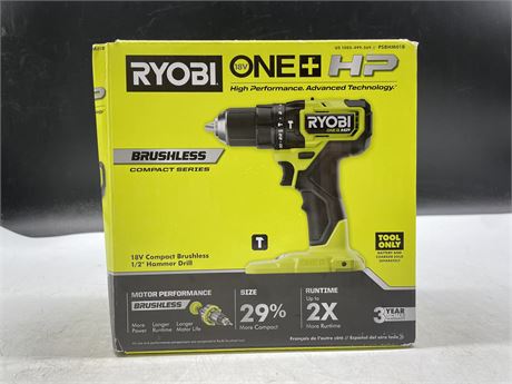 (SEALED) RYOBI 18V ONE+ HP COMPACT BRUSHLESS 1/2” HAMMER DRILL