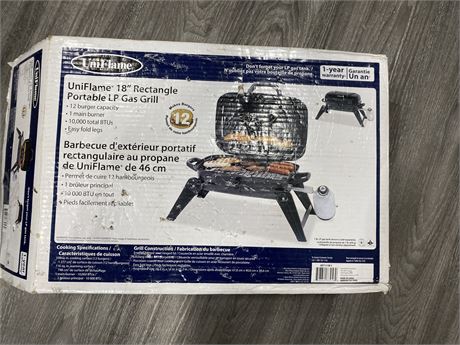 UNIFLAME 18” PORTABLE GAS GRILL IN BOX