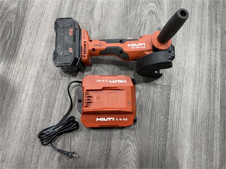 HILTI AG 6D-22 CORDLESS ANGLE GRINDER WORKING W/ BATTERY AND CHARGER