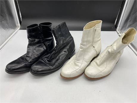 2 PAIRS OF WOMENS LEATHER HEELED BOOTS SIZE 8.5