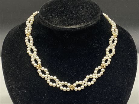 14K GOLD PEARL NECKLACE (16”)