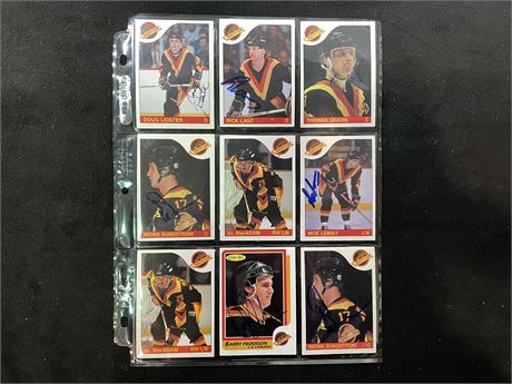 SLEEVE OF SIGNED 85’ CANUCKS CARDS