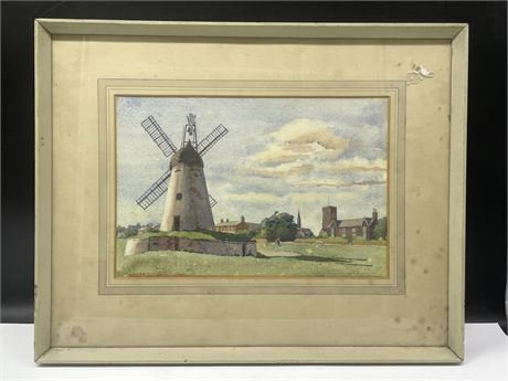 FRAMED “THE WINDMILL, LYTHAM” ORIGINAL WATERCOLOUR SIGNED BY T.A. CLARKE 21”x16